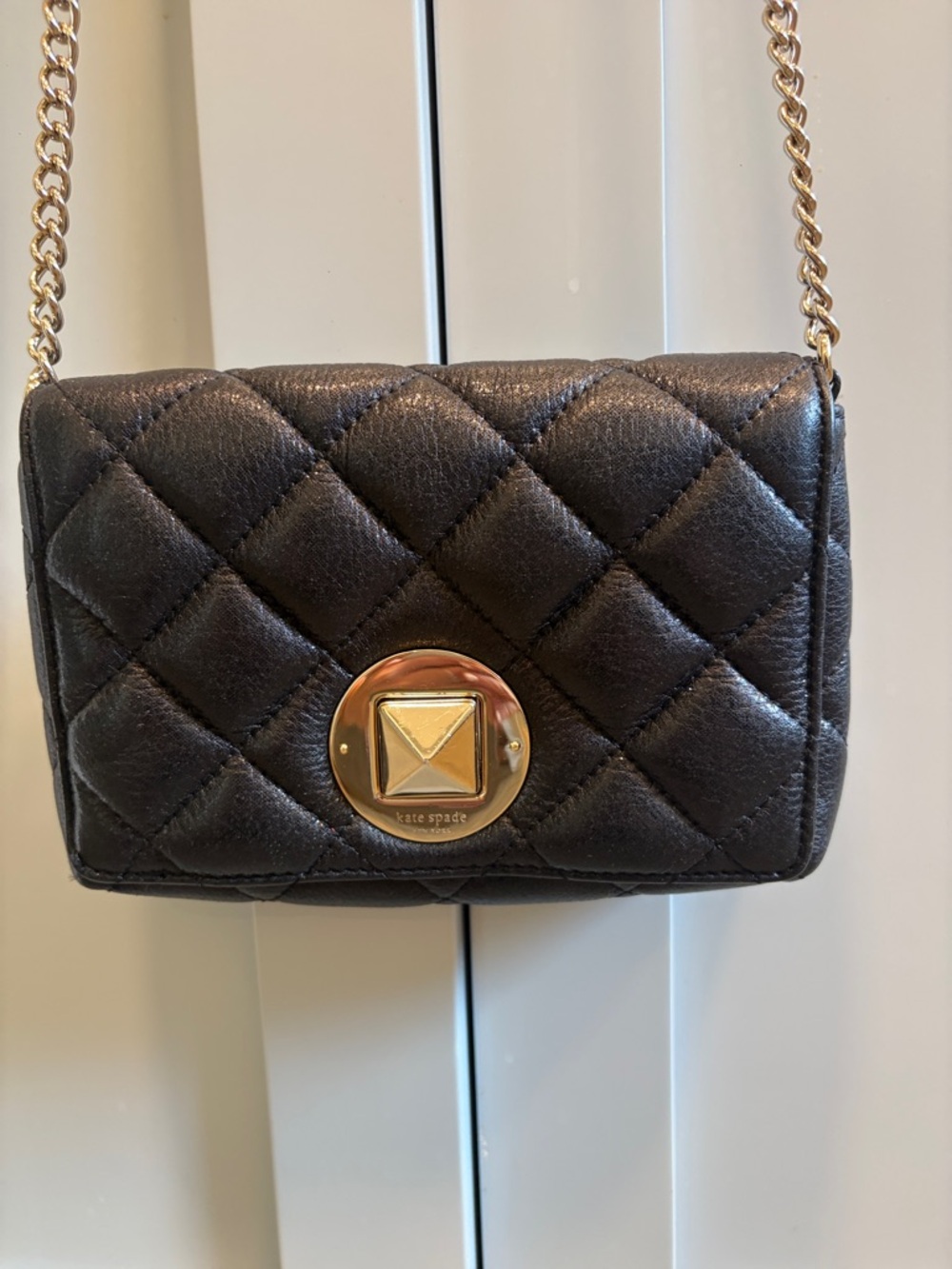 kate spade Black Quilted Leather Crossbody with Gold Turn-Lock